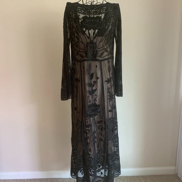 Free People Black Swan Sheer Maxi Dress